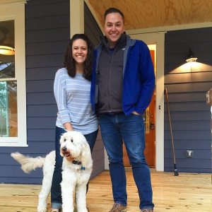 Graham, Honey and I in front of our new house