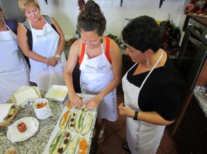 Learning how to roll Eggplant Rolls with Chiara, Mamma Agata's daughter. 