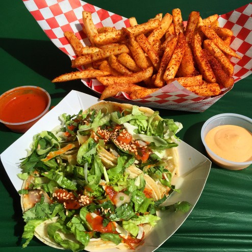 Chi'lantro tacos and fries